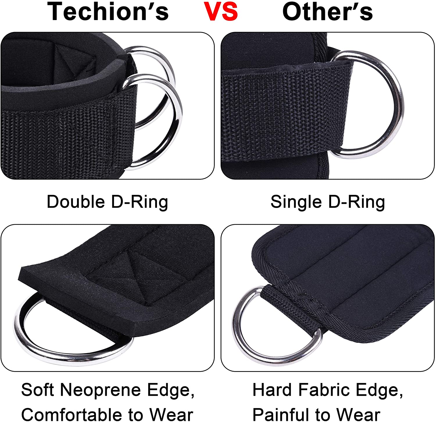 Techion 1 Pair of Fitness Ankle Straps for Cable Machine – Double D ...